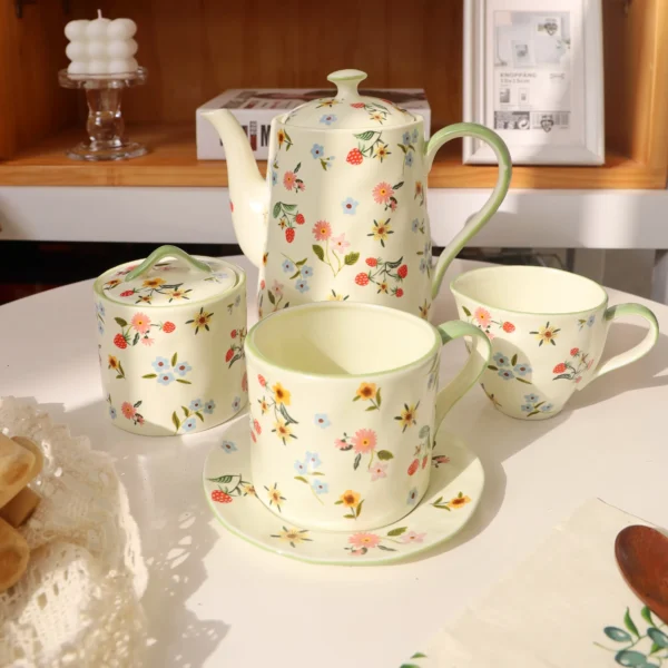 Wholesale Ceramic Tableware Set, Custom Floral Tea Set