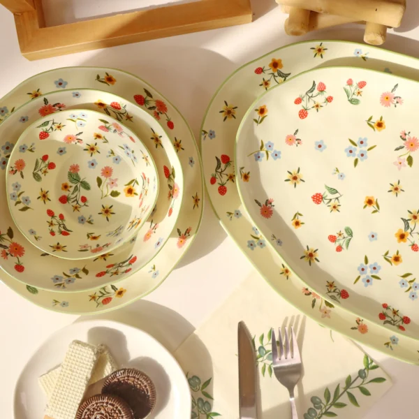 Wholesale Ceramic Tableware Set, Custom Floral Tea Set